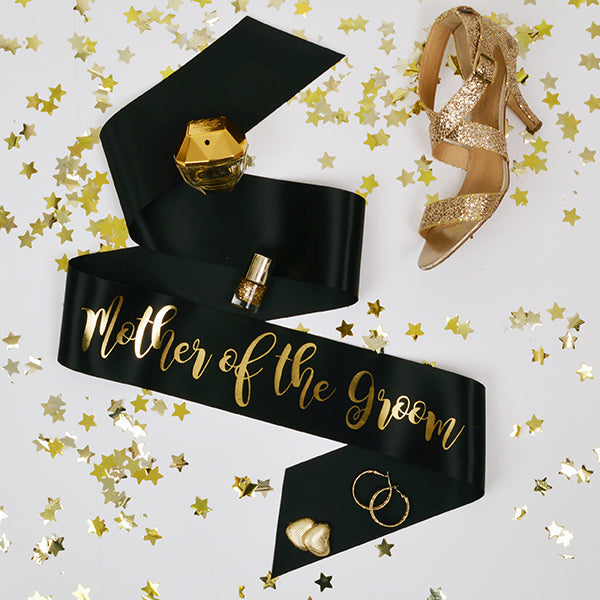 Black and Gold Team Bride Sashes