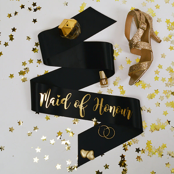 Black and Gold Team Bride Sashes