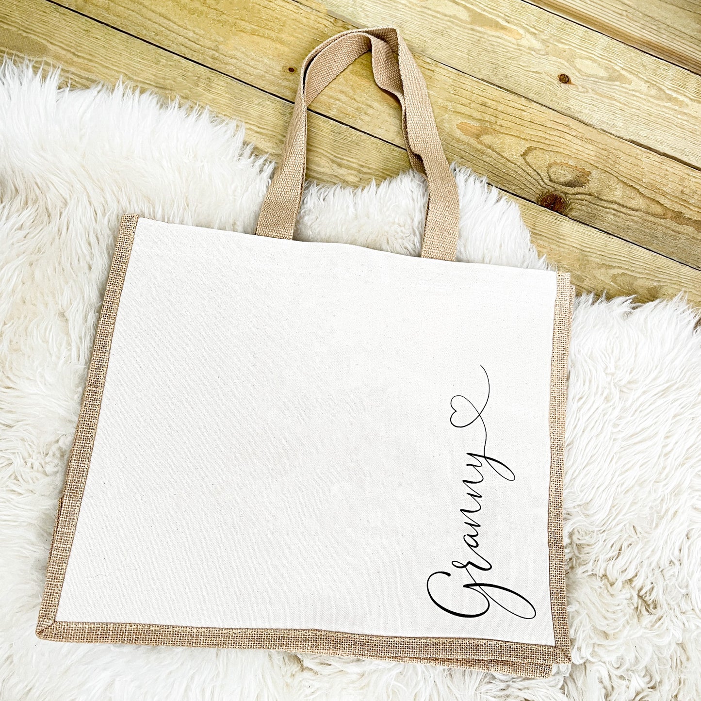 Personalised Jute Shopping Bag - Script