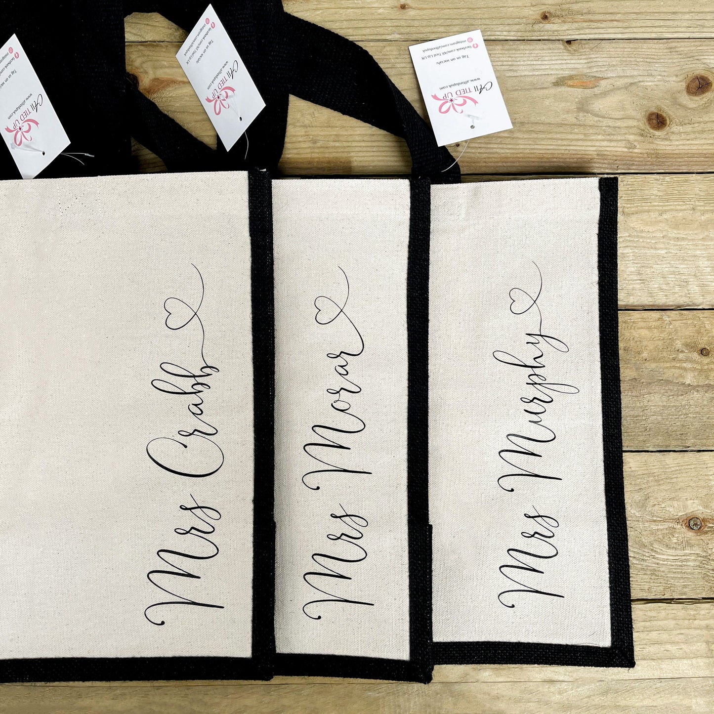 Personalised Jute Shopping Bag - Script