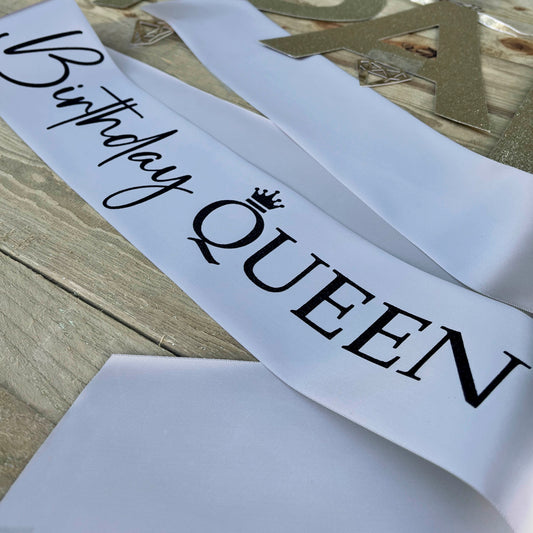 Personalised Glitter Sash - Birthday Queen