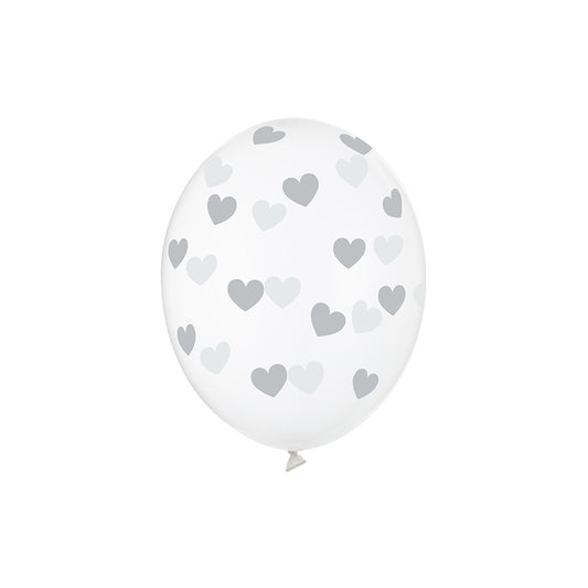 Silver Heart Balloons x 5