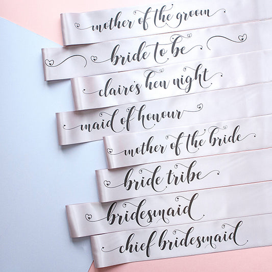 Pastel Bride Tribe Sashes - Grey