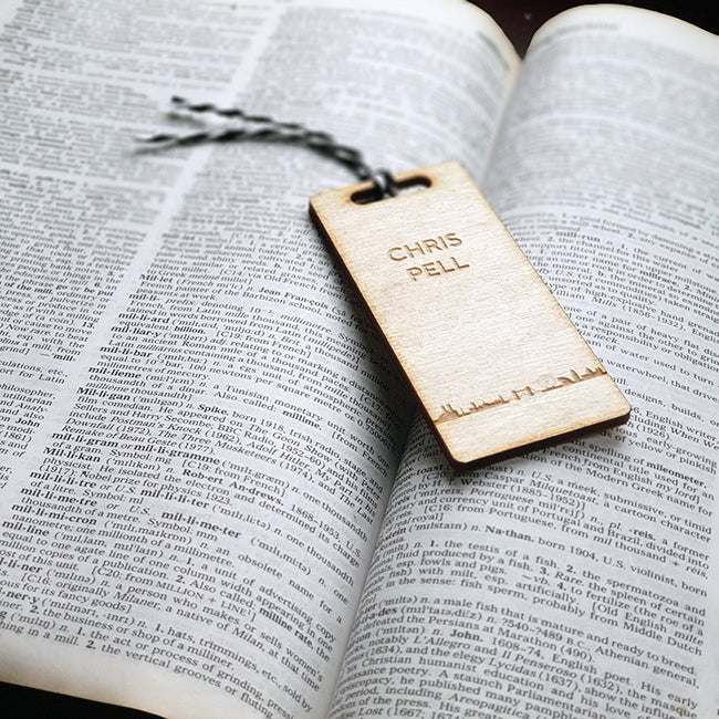 Personalised Wooden Bookmark - Skyline