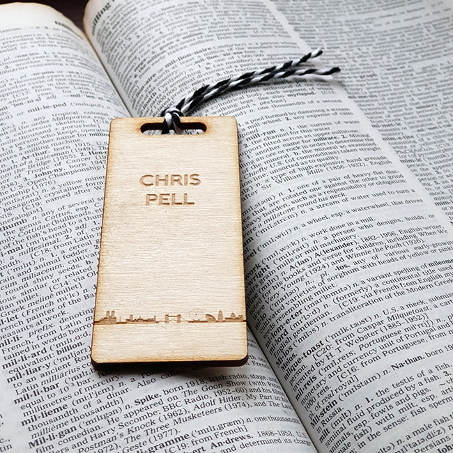 Personalised Wooden Bookmark - Skyline