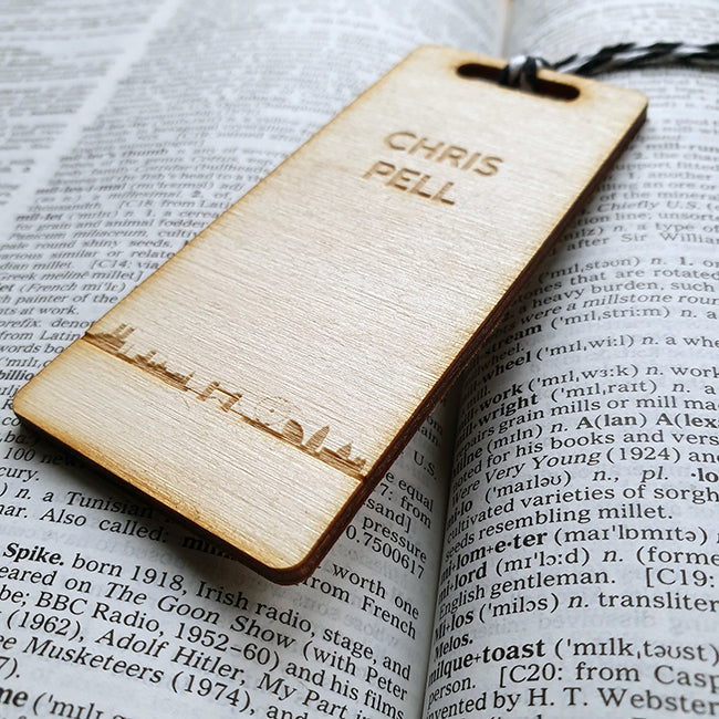 Personalised Wooden Bookmark - Skyline