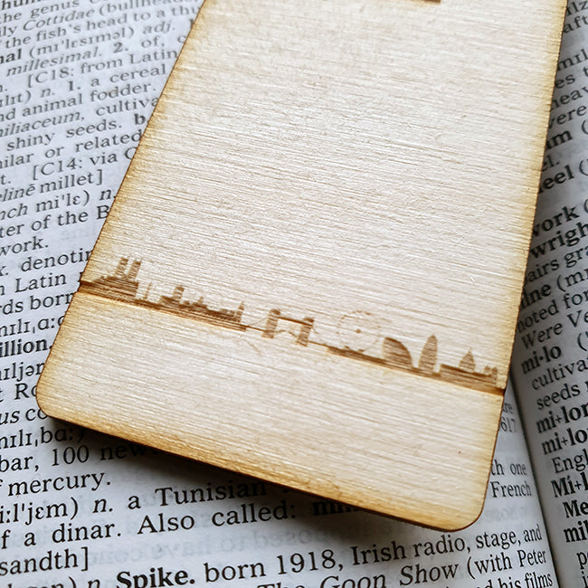 Personalised Wooden Bookmark - Skyline