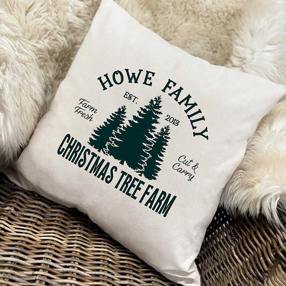 Personalised Christmas Cushion – Christmas Tree Farm