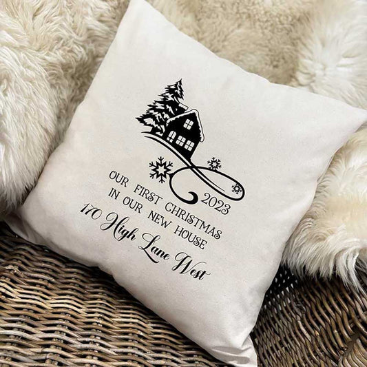 Personalised Christmas Cushion – First Home Christmas