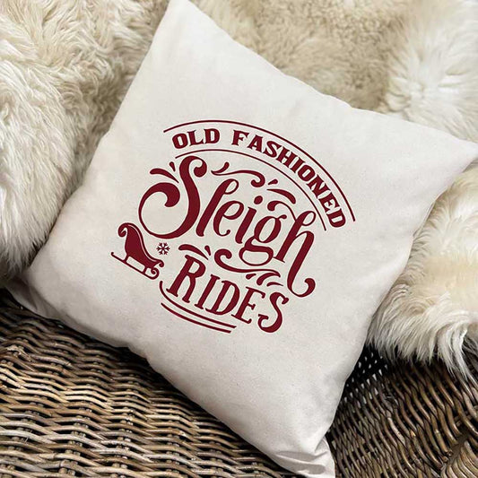 Personalised Christmas Cushion – Old Fashioned Sleigh Rides