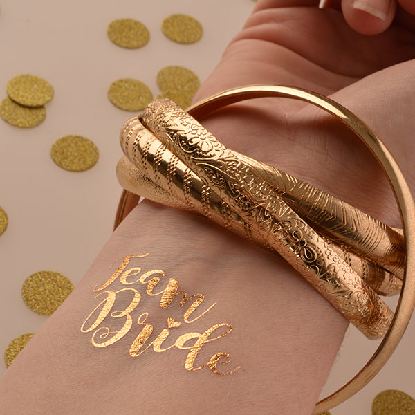 Team Bride Temporary Tattoos - Gold