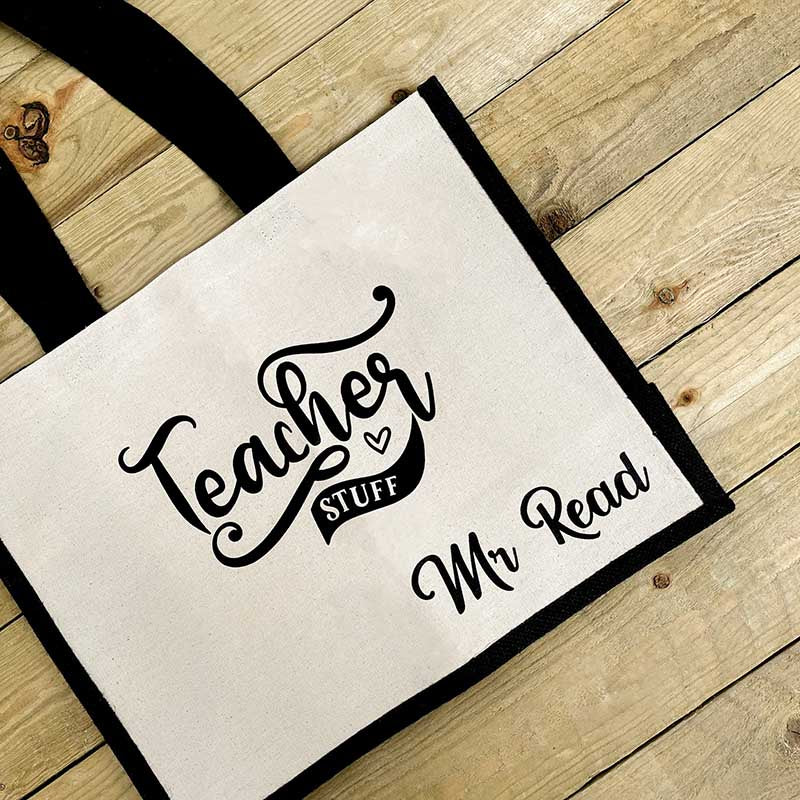 Personalised Jute Shopping Bag - Teacher Stuff