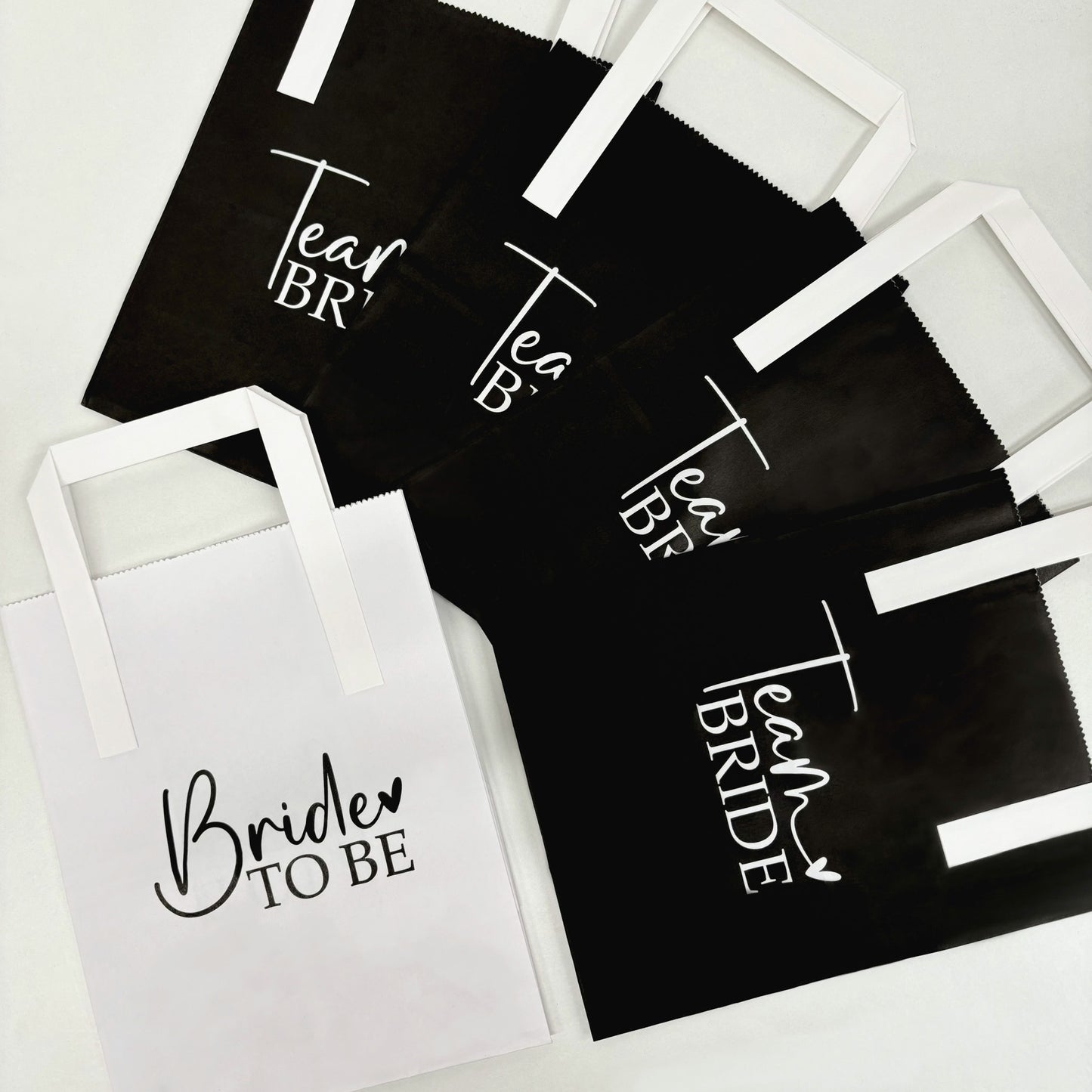 Black and white Team Bride Hen Party Goodie Bags. 