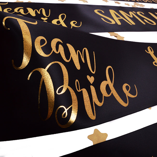 Black and Gold Team Bride Personalised Banner