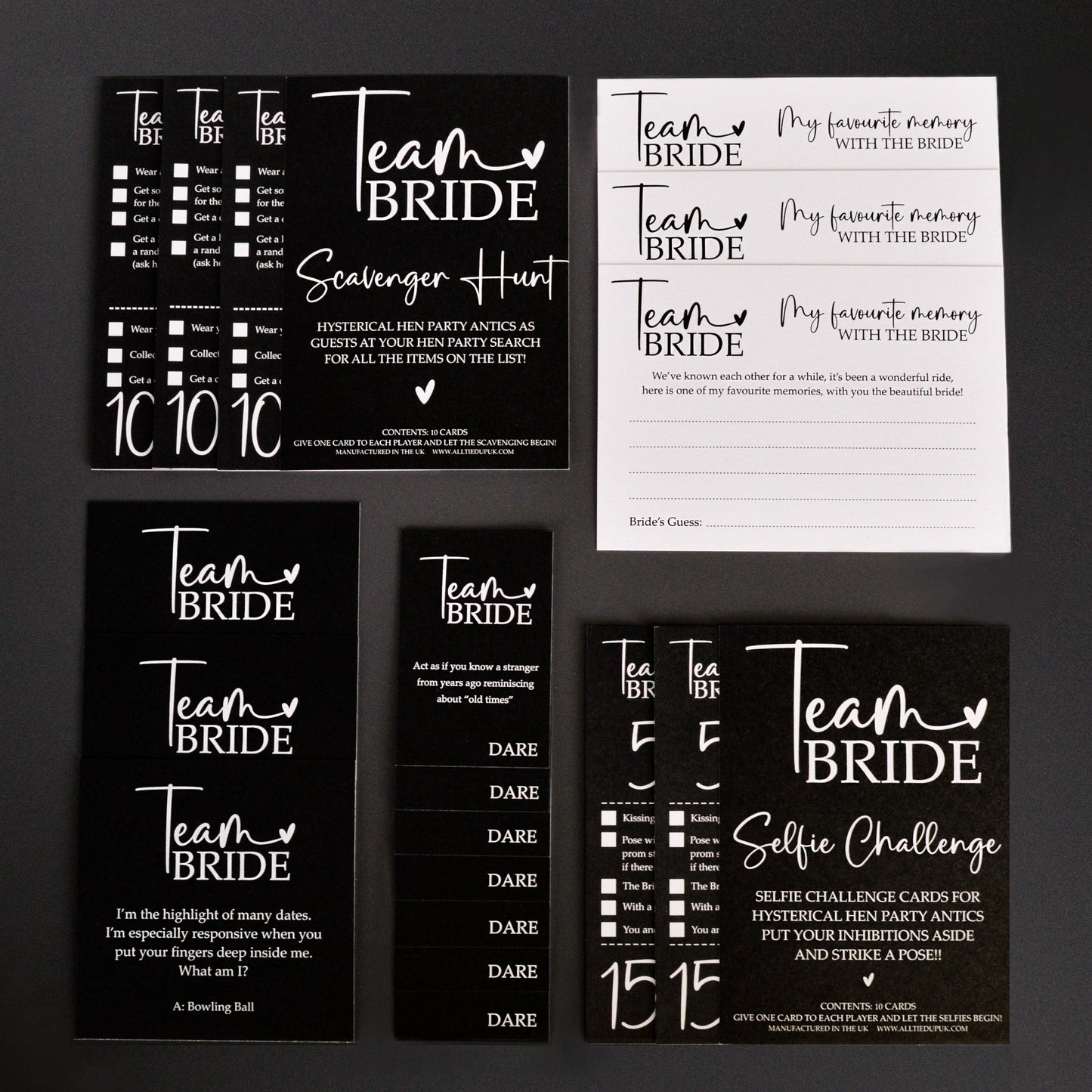 Team Bride Dare Cards