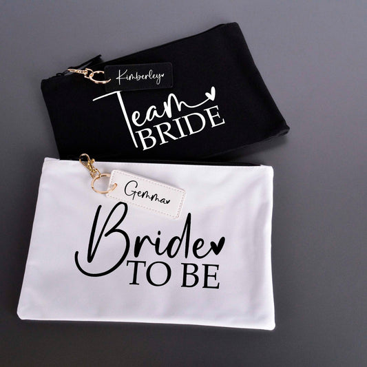 Team Bride Make Up Bag and Personalised Bag Charm