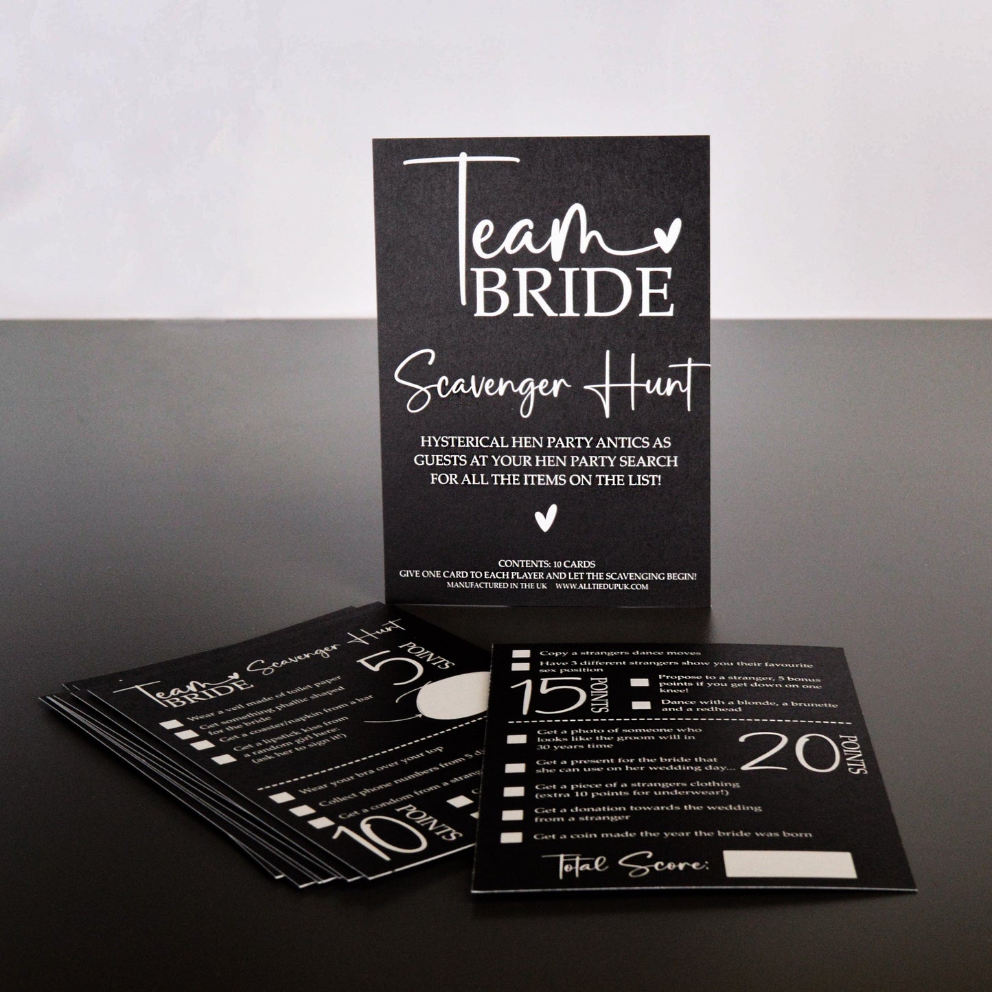 Team Bride Scavenger Hunt Game Cards