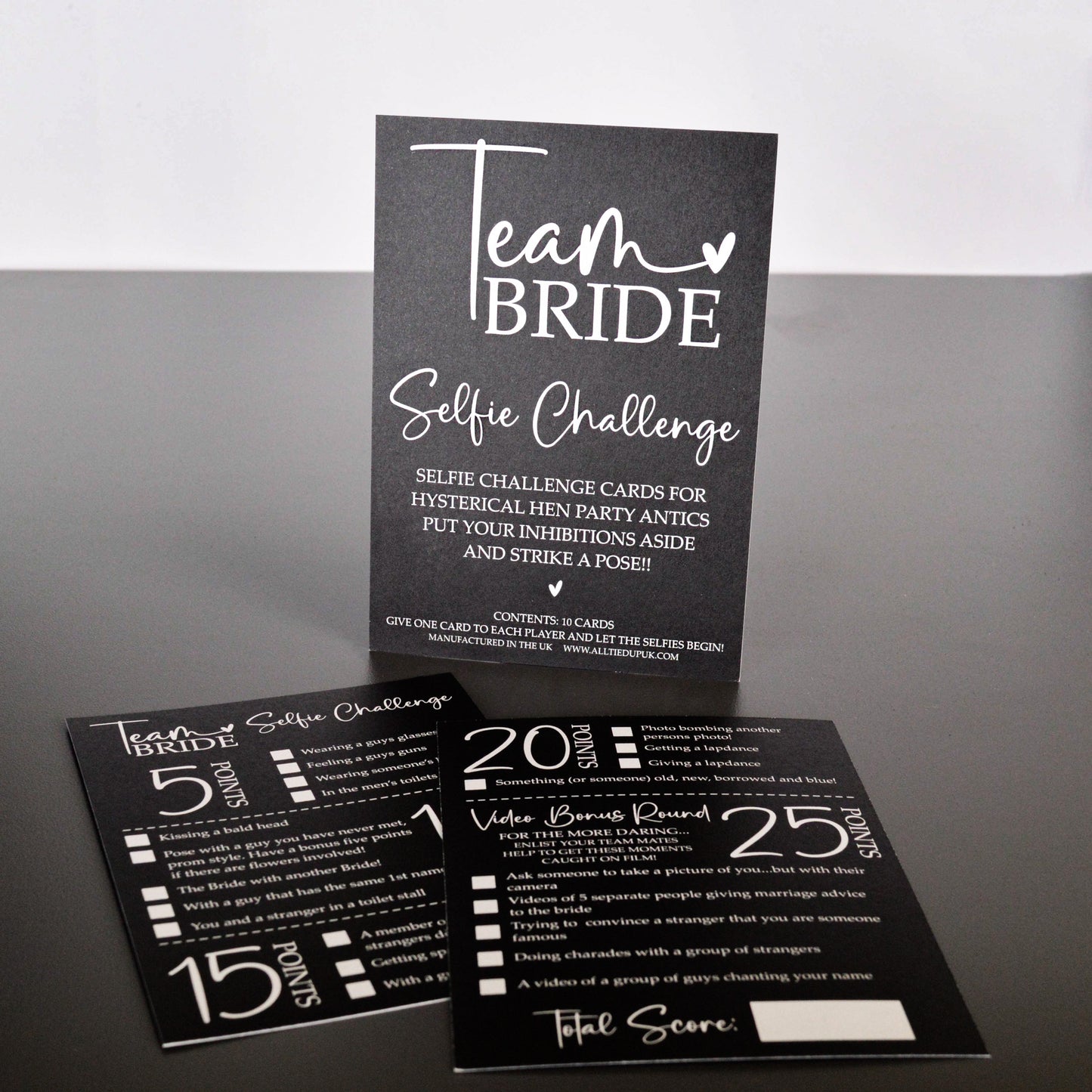 Team Bride Selfie Challenge Game Cards