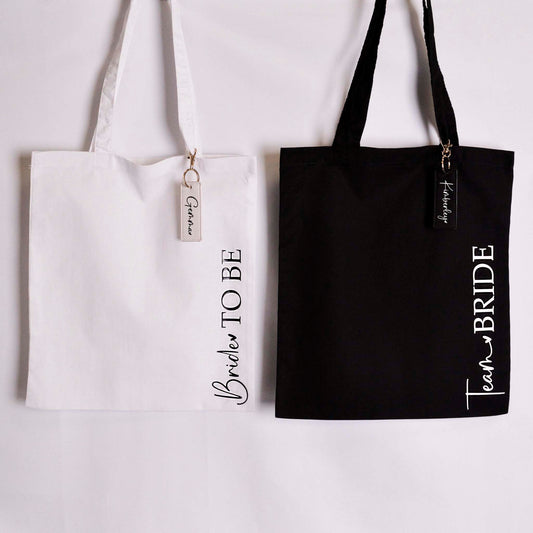 Team Bride Tote Bag and Personalised Bag Charm