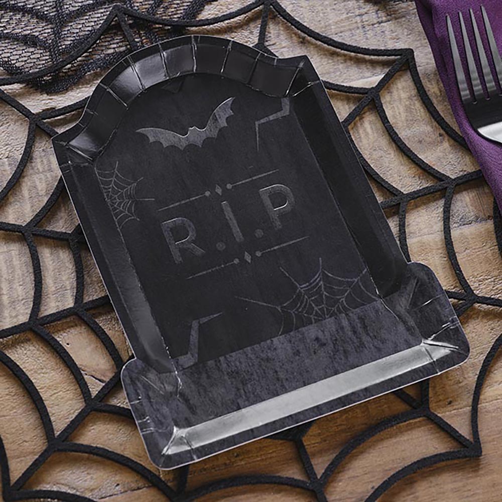 Halloween Tombstone Plates x 8