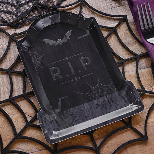 Halloween Tombstone Plates x 8