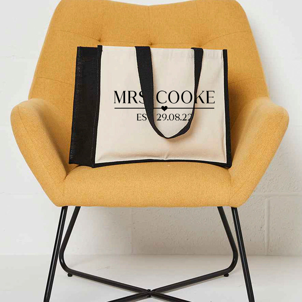 Personalised Jute Shopping Bag - Mrs EST