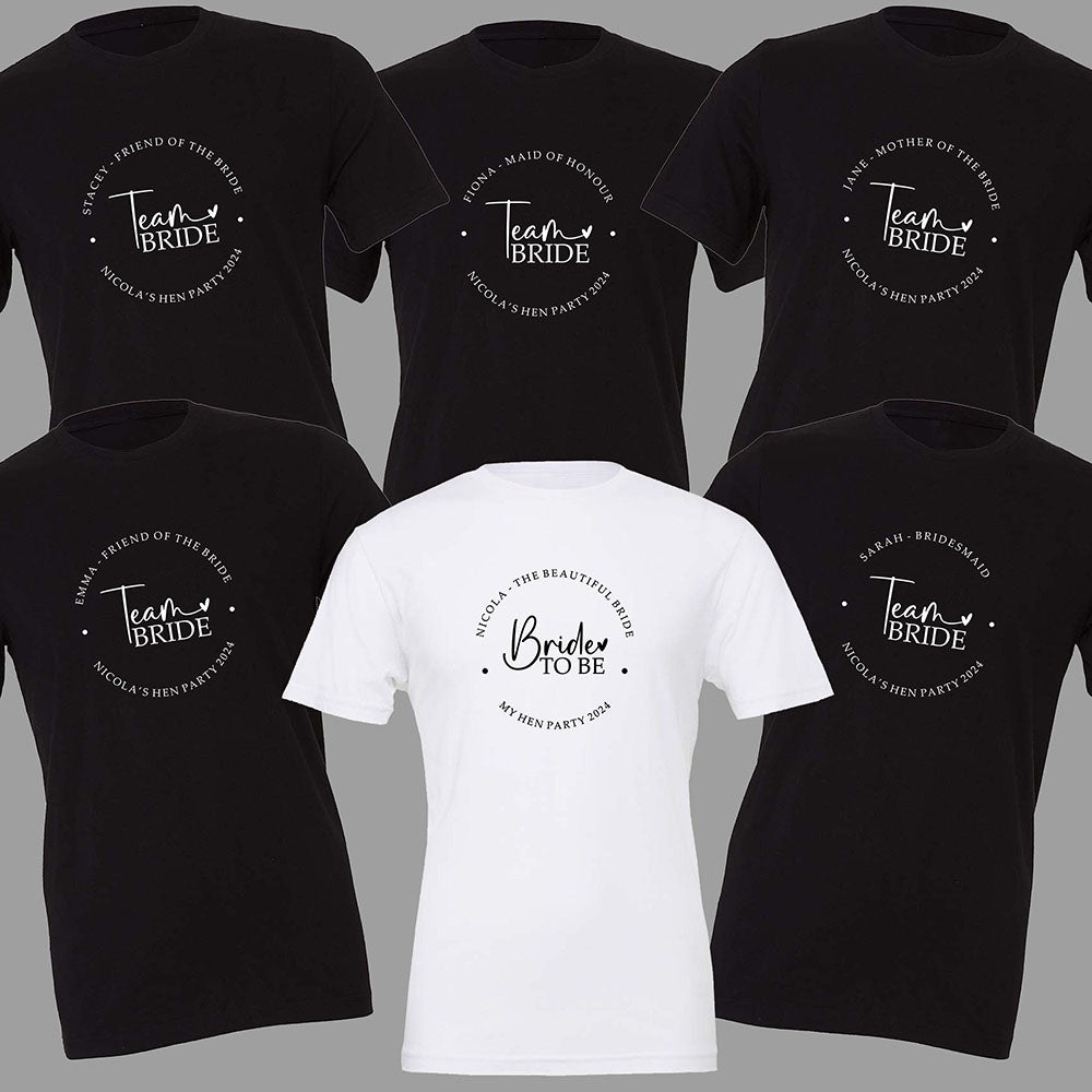 Personalised Team Bride Hen Party T-shirts