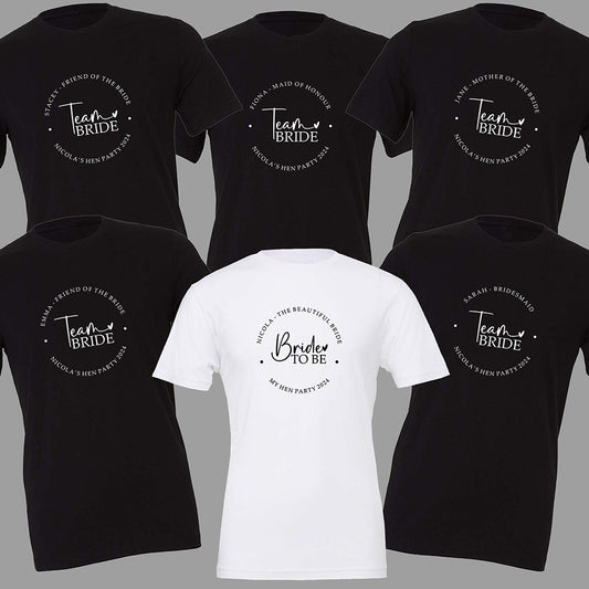 Personalised Team Bride Hen Party T-shirts