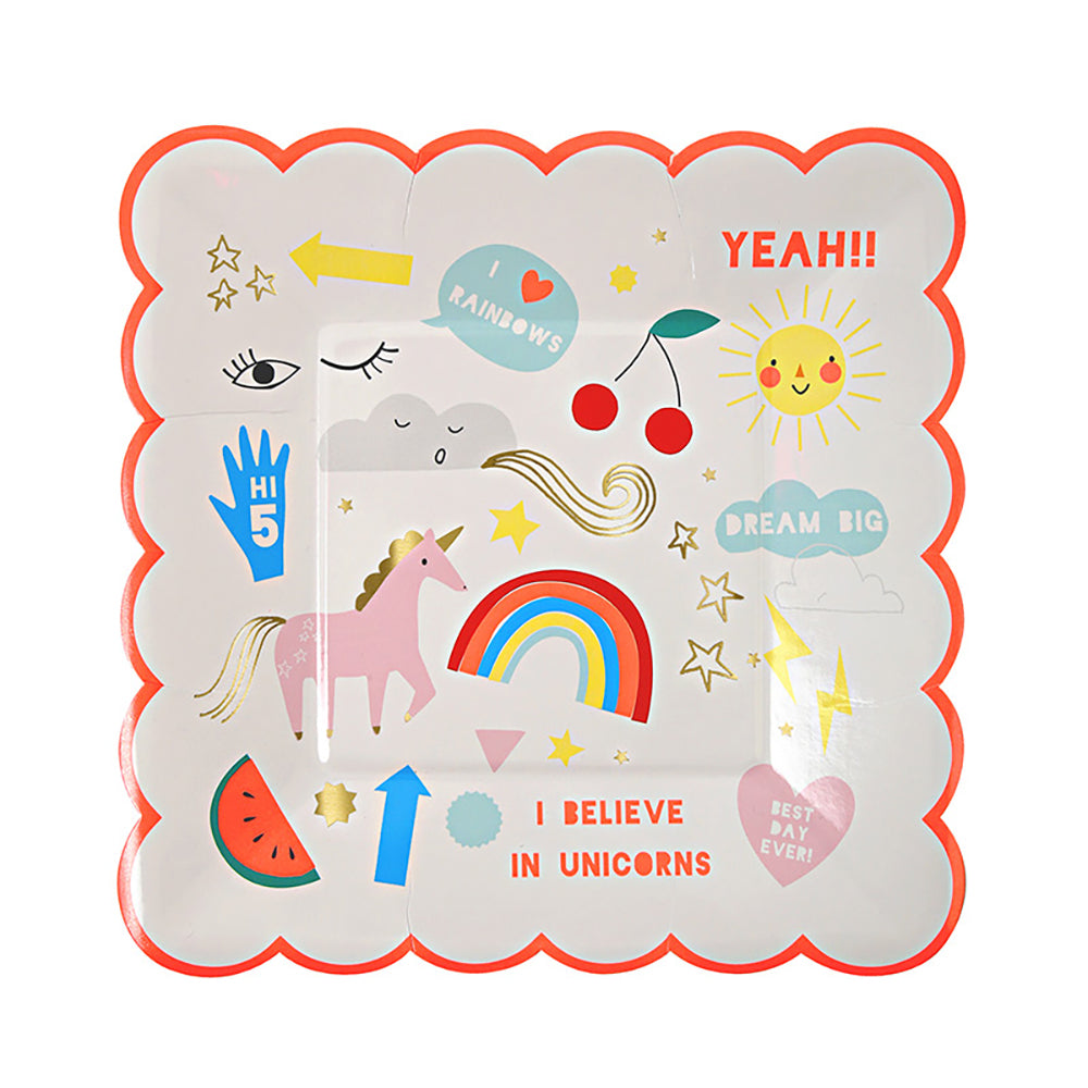 Rainbow & Unicorn Plates x 8