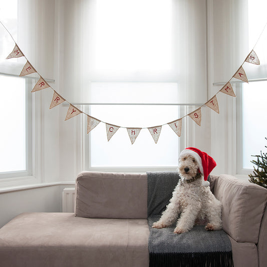 Merry Christmas Hessian Bunting