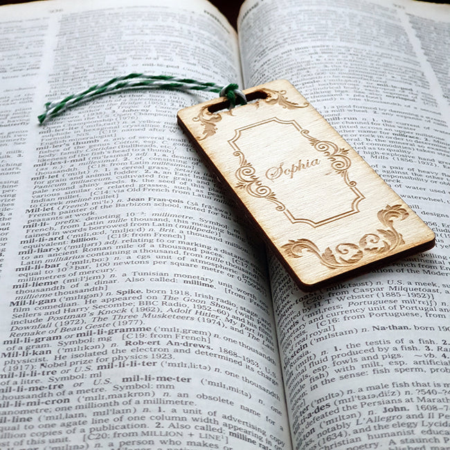 Personalised Wooden Bookmark - Vintage Filigree