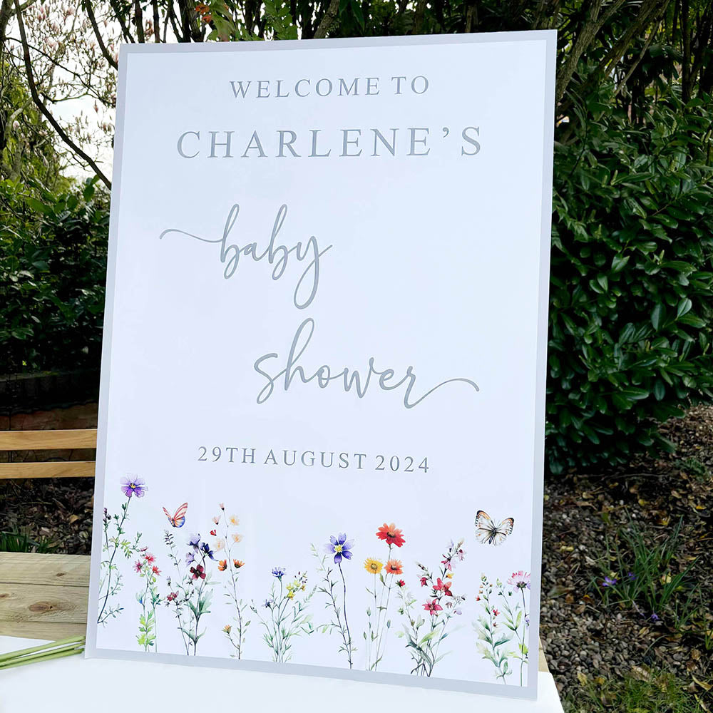 Personalised Baby Shower Sign – Wildflower Baby Shower