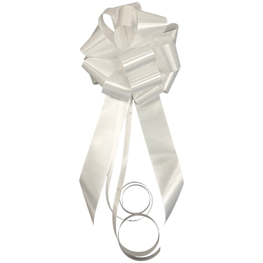 White Plain Handmade Wedding Car Bonnet Bow