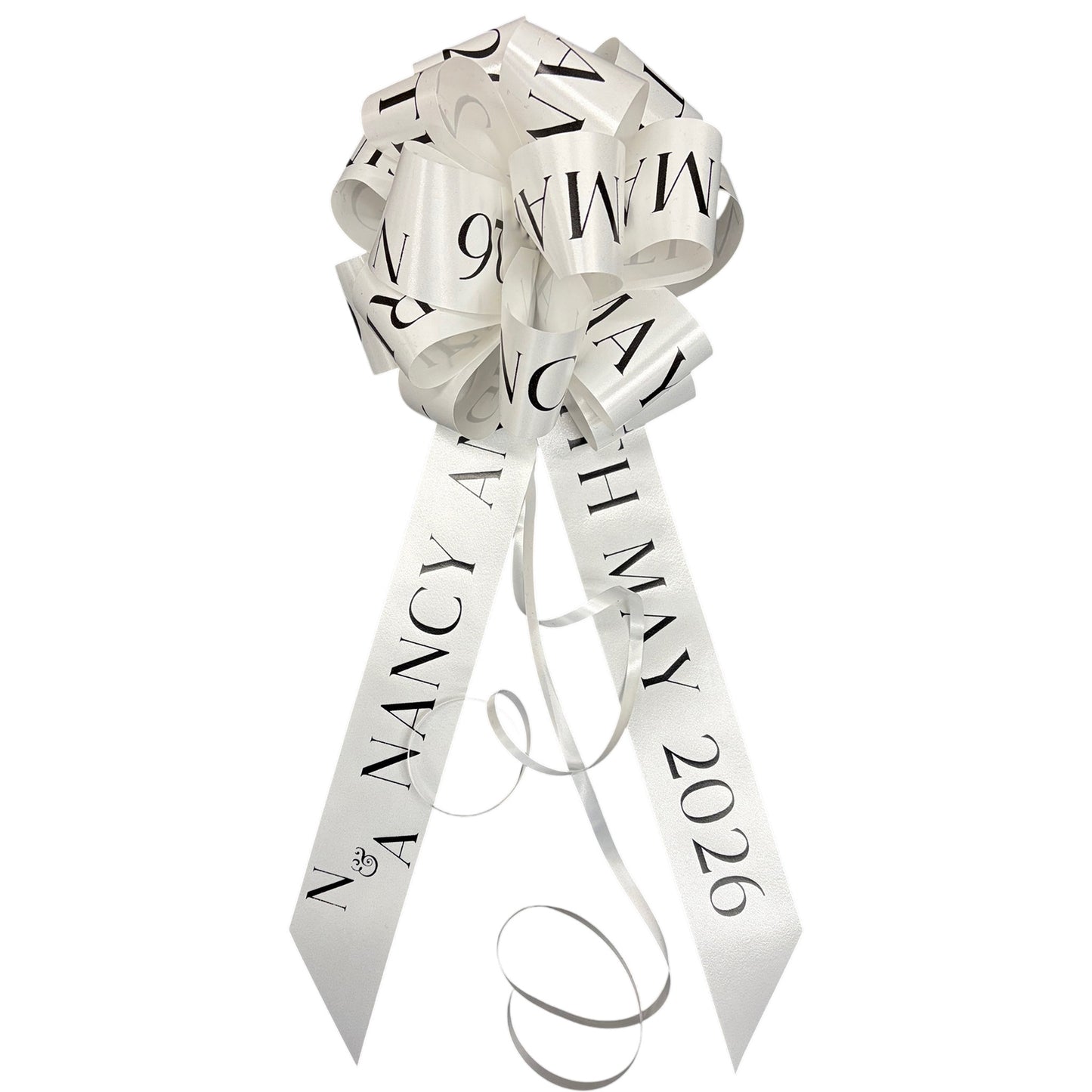 White Personalised Handmade Wedding Car Bonnet Bow