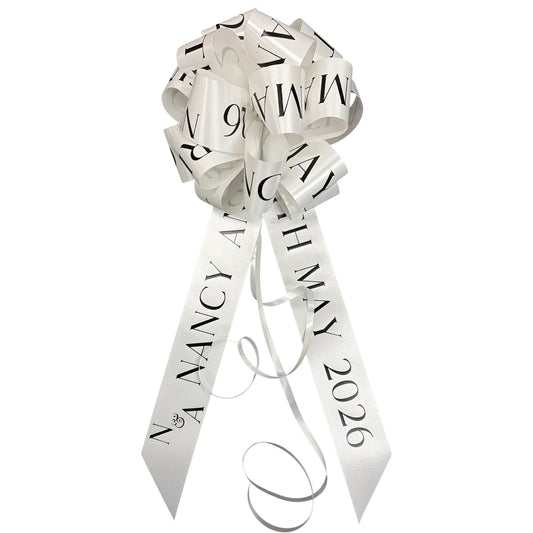 White Personalised Handmade Wedding Car Bonnet Bow