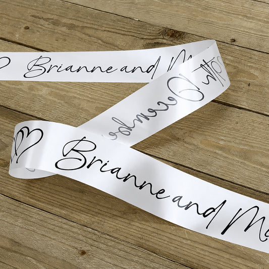 White Personalised Wedding Car Ribbon 6m