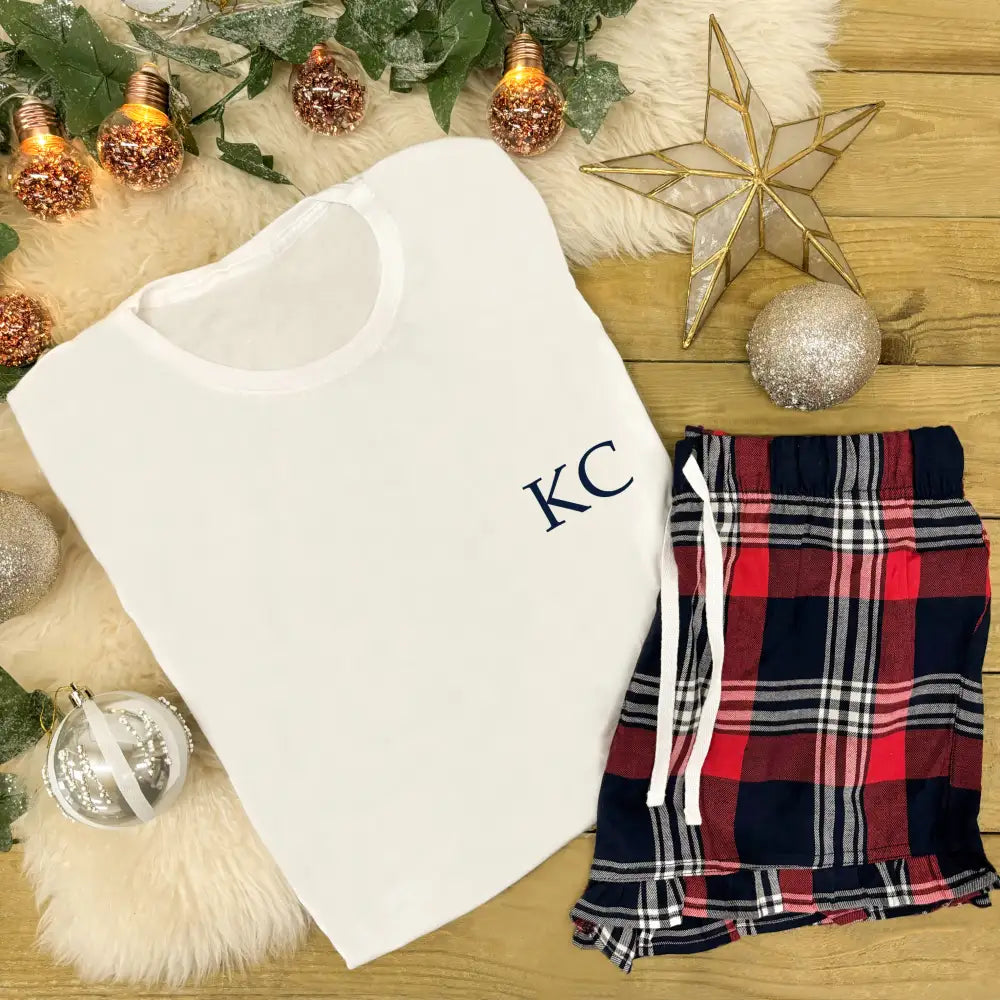 Ladies Personalised Tartan Pyjamas - Initials