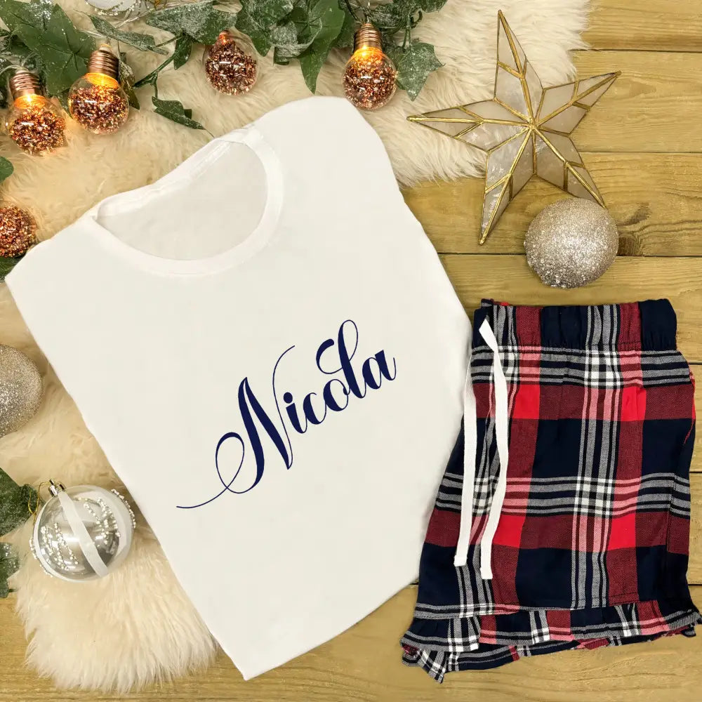 Ladies Personalised Tartan Pyjamas - Name