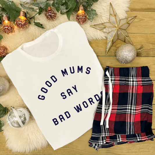 Ladies Tartan Pyjamas - Good Mums Say Bad Words