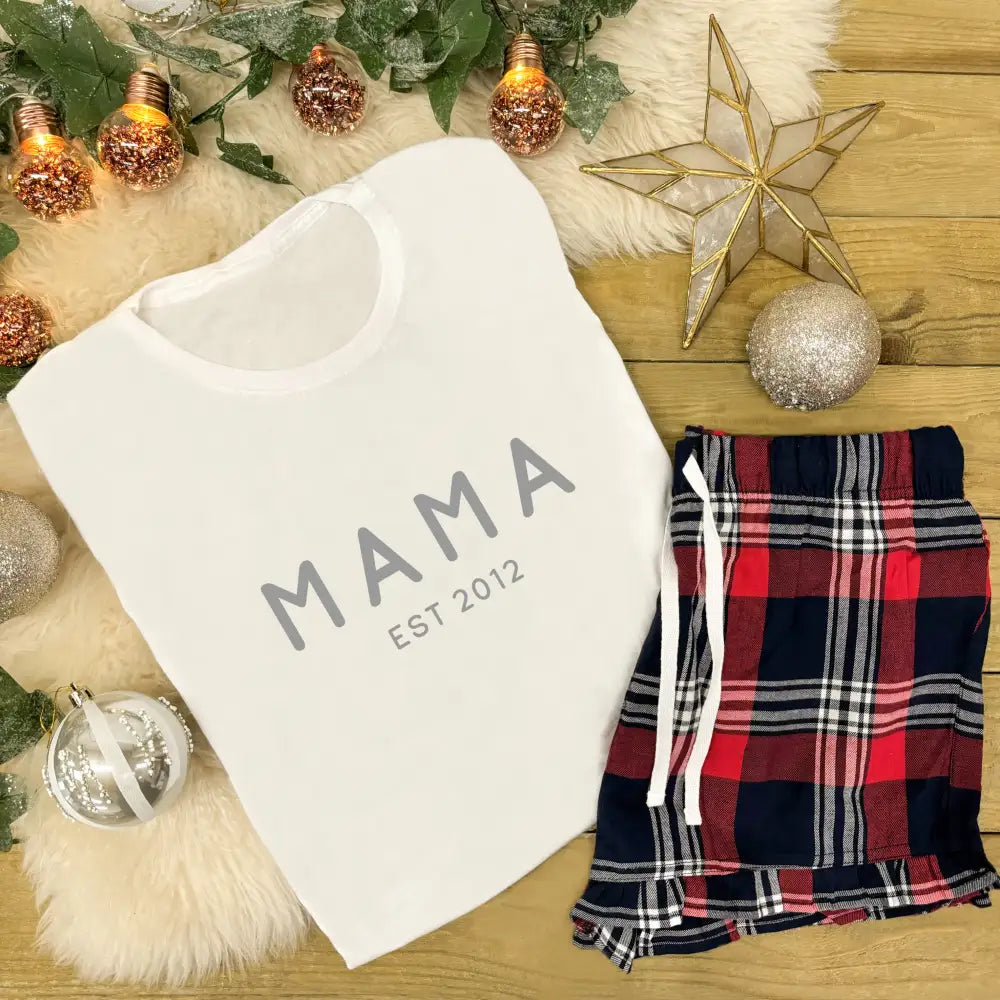 Ladies Personalised Tartan Pyjamas - Mama EST