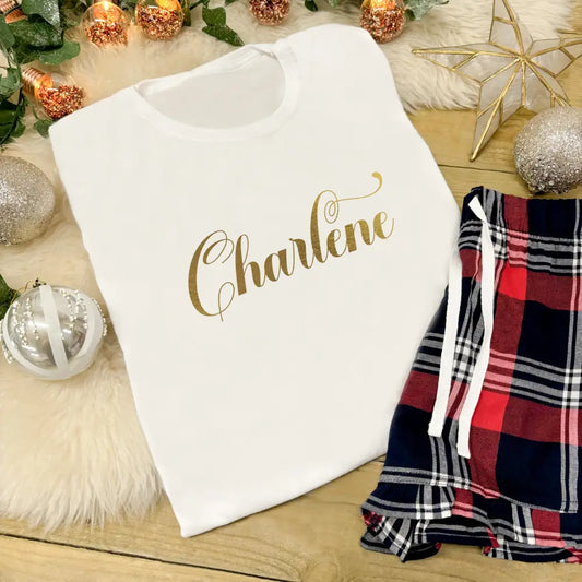 Ladies Personalised Tartan Pyjamas - Name