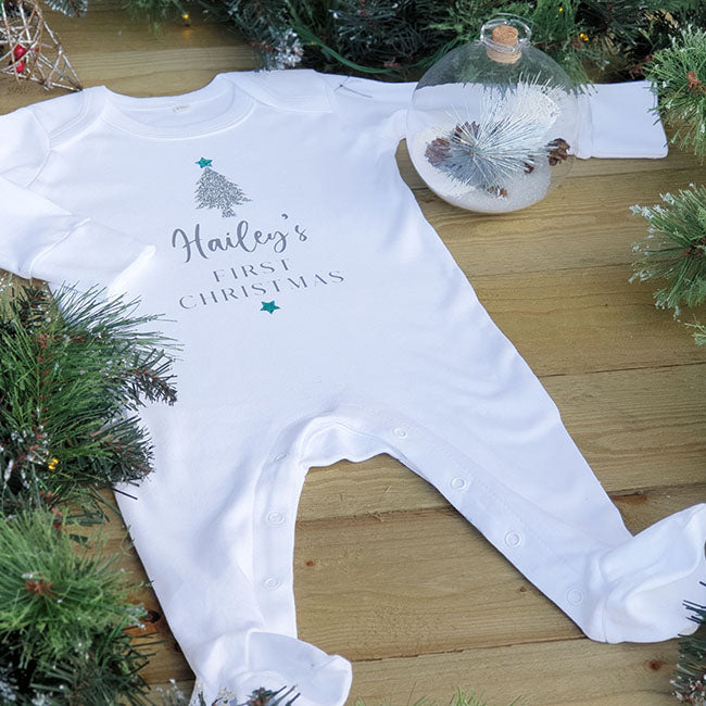 Personalised Baby Sleepsuit - First Christmas