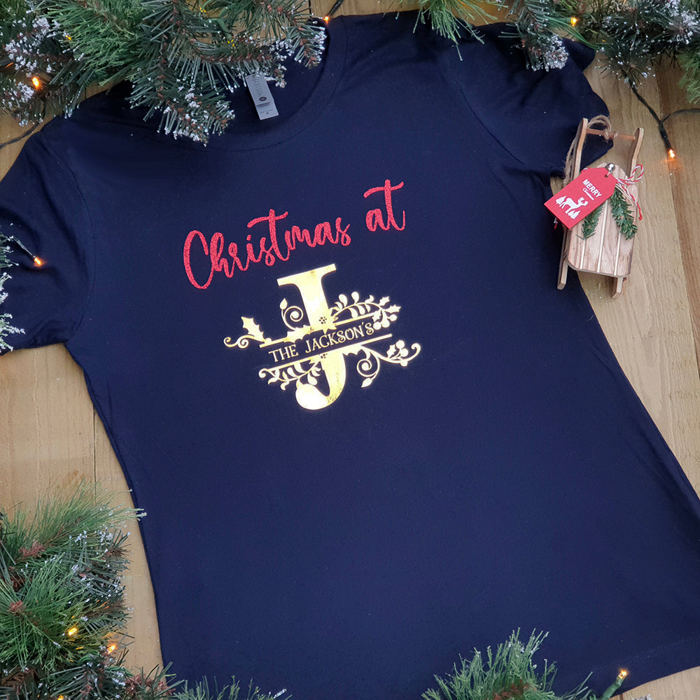 Personalised Family Christmas T-Shirt – Monogram