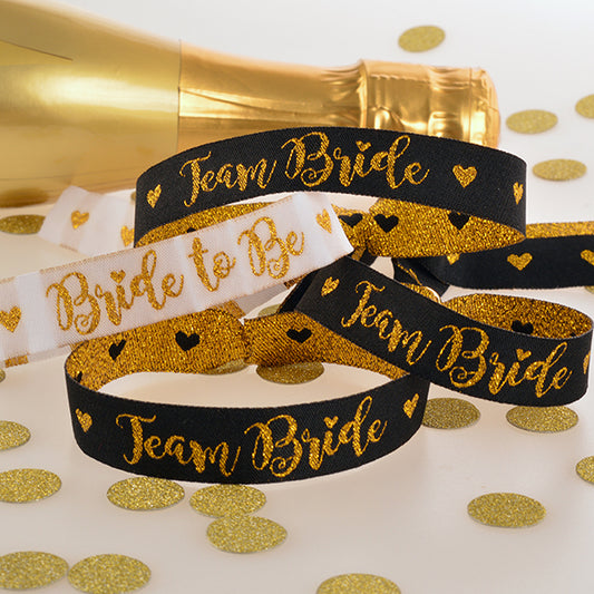 Black and Gold Team Bride Wristbands