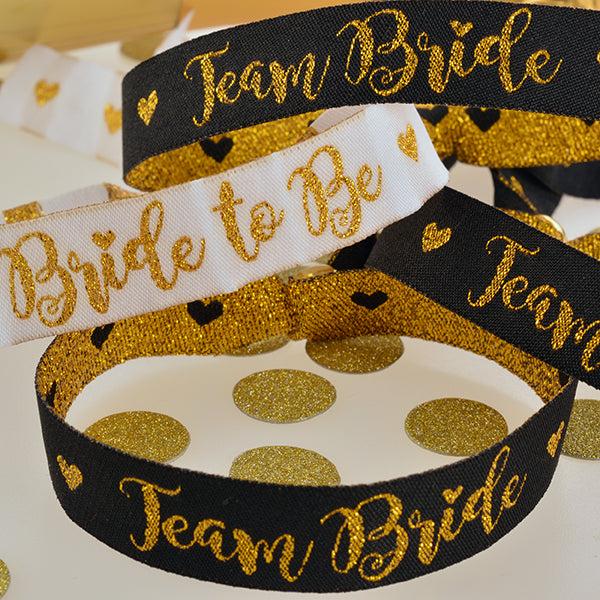 Black and Gold Team Bride Wristbands