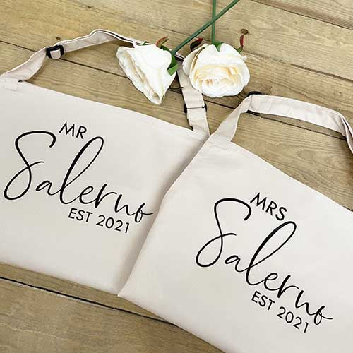 Personalised Couples Apron Set - Mr & Mrs