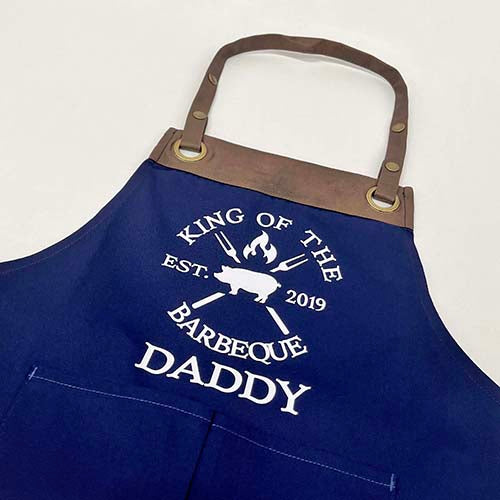 Personalised Faux Leather Apron - Pig Barbecue