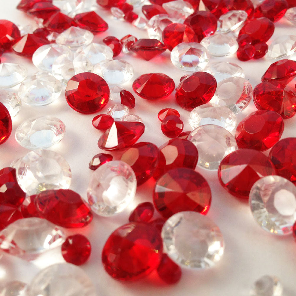 Deep Red and Clear Table Crystals