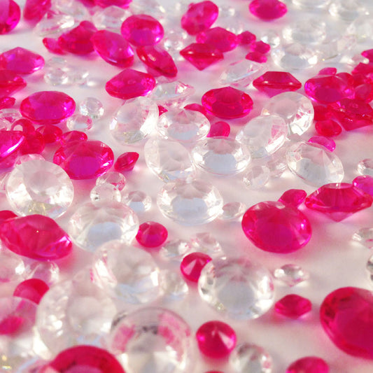 Hot Pink and Clear Table Crystals