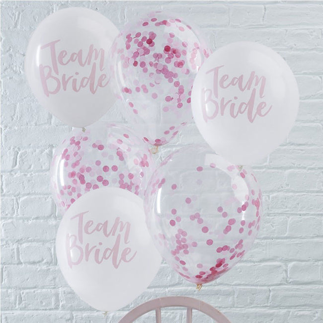 Pink Team Bride Balloons - White and Pink